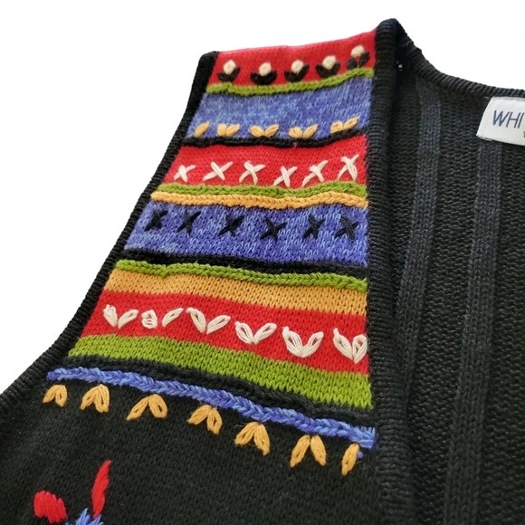 Vintage White Stag Women's Knit Embroidered Long Line Vest, Size 14W/16W - Picture 6 of 12